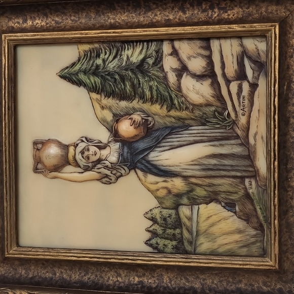 Artini Engraving Twin Hand Painted Etched 4-D - Picture 10 of 14